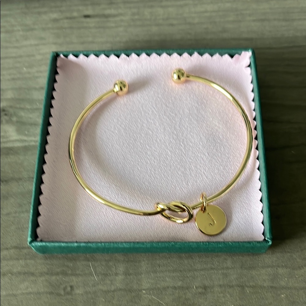Gold Tone Bracelet With “J” Bangle Charm